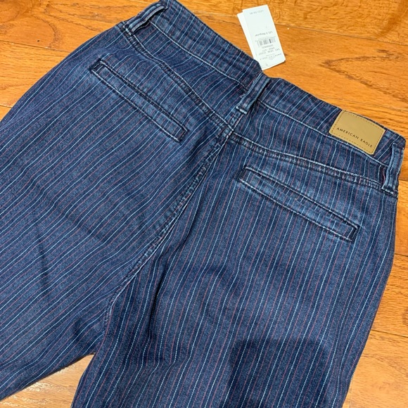 American Eagle Pleated High Rise Striped Mom Jeans/Trousers 2 - Picture 7 of 13